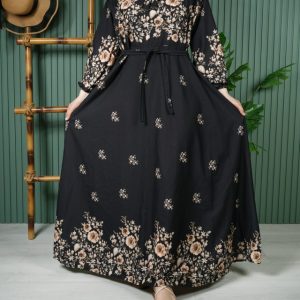 پیراهن کلوش طرح عالیس طلایی