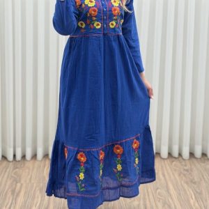 پیراهن گلدوزی هندی بلند SH7581